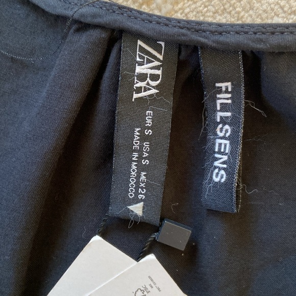 Zara Fillsens Women Dress Small Off Black Soft Elastic Waist V-Neck - Picture 7 of 7